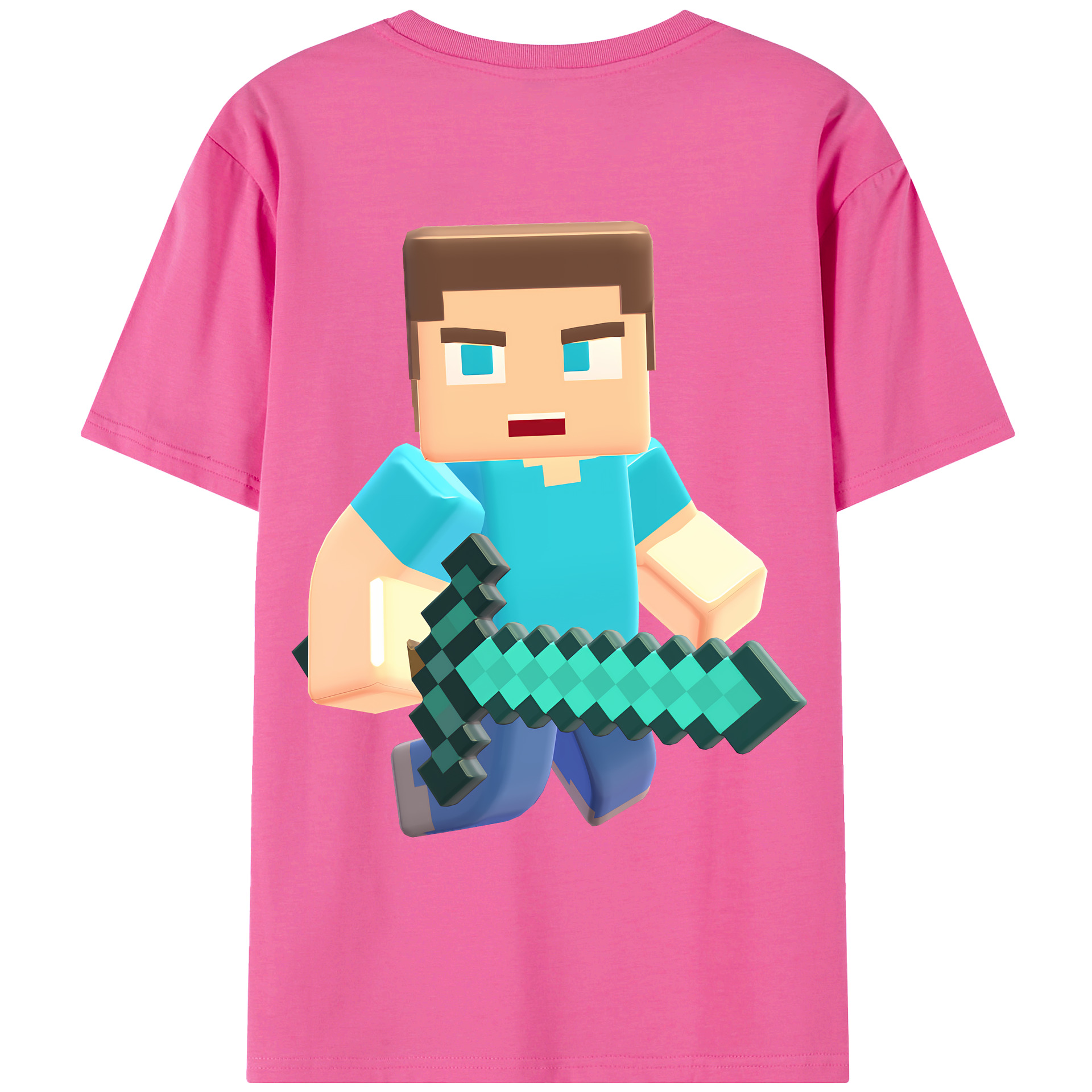 （画像用） マインクラフト ブロックの世界 Minecraft MC Block world レディース半袖Tシャツ(バックプリント)